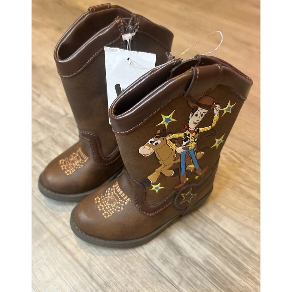 Disney Pixar Toddler Toy Story Woody Pull-on ZIp Up Cowboy Western Boot Brown 5